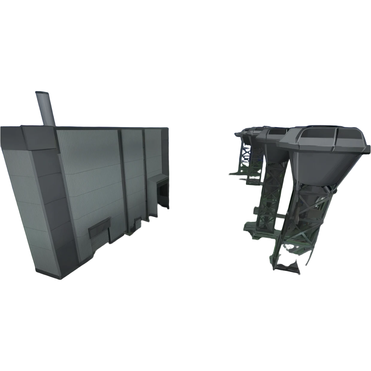 a military like industrial building from an overhead view in a foreign country in the style of dark realism, just the building emoji