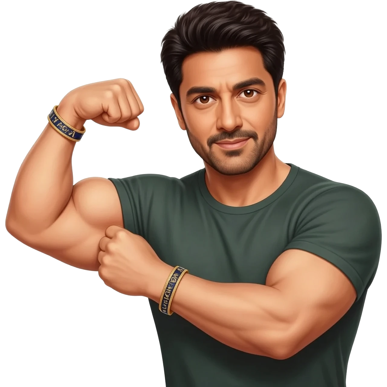 Salman khan flexing his bicep wearing his signature bracelet emoji