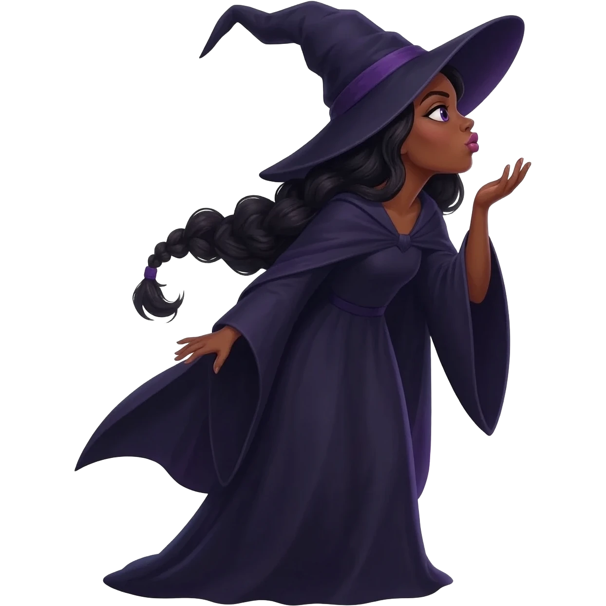 Bruja morena lanzando un beso emoji