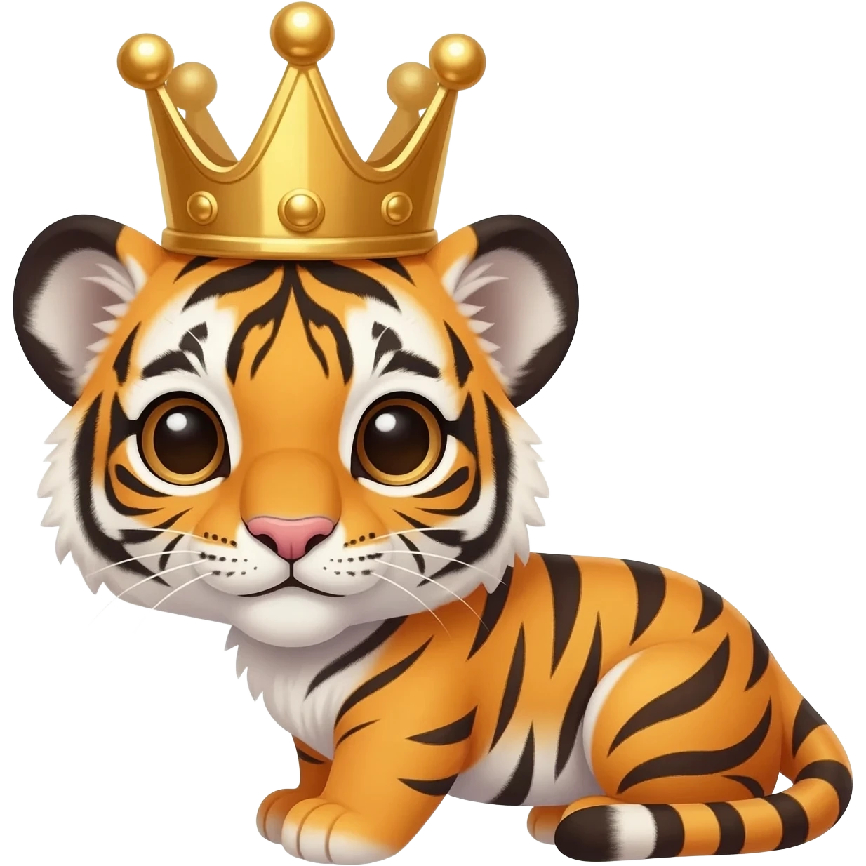 Funny baby tiger with crown emoji