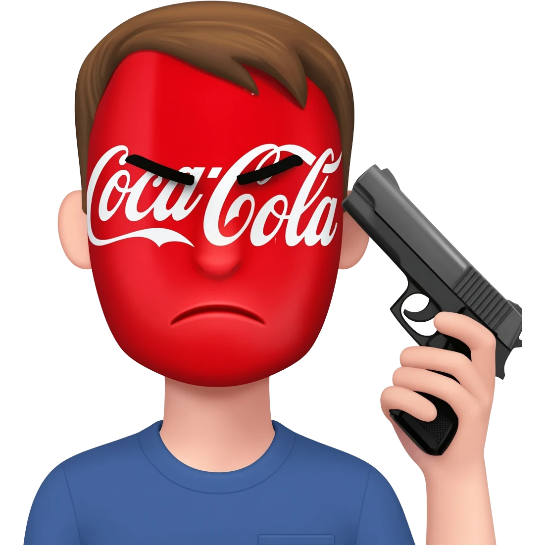 grumpy Coca-cola emoji with gun to the head emoji