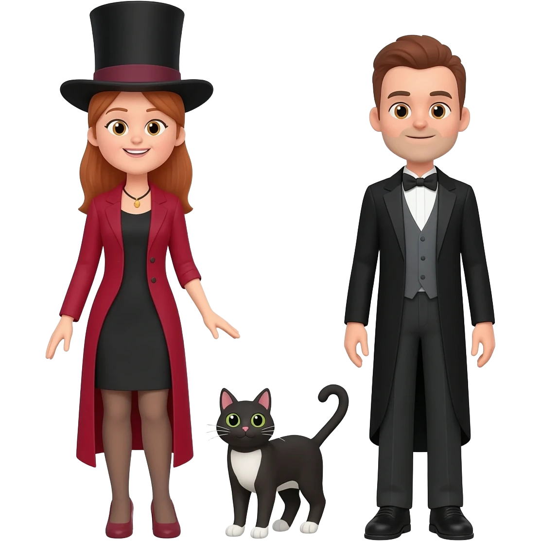 magician couple and their pet cat emoji