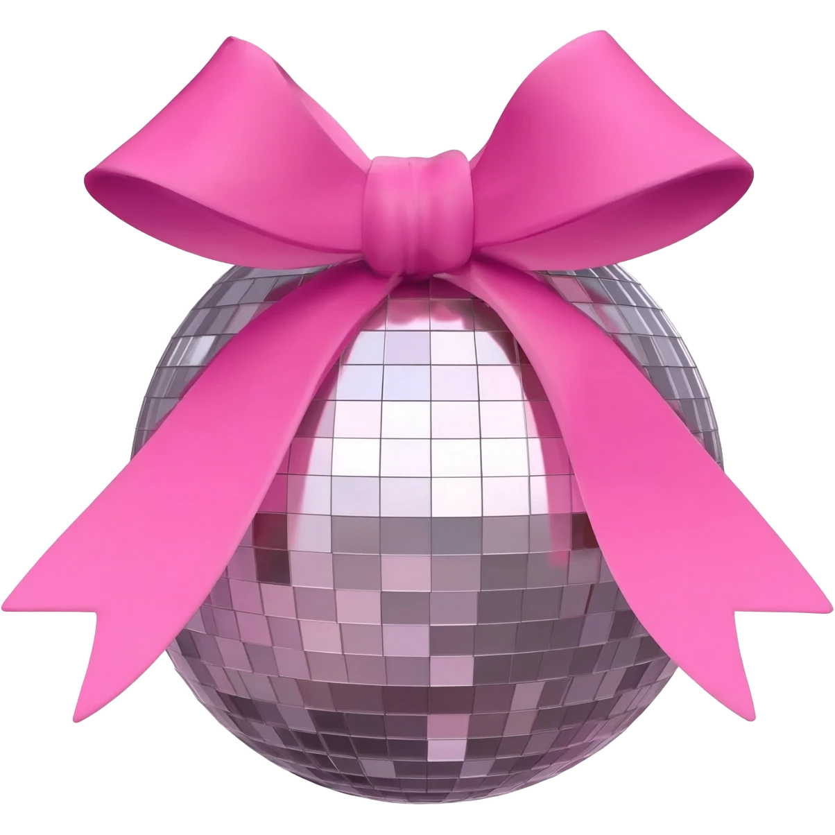a pink ribbon on oa disco ball emoji