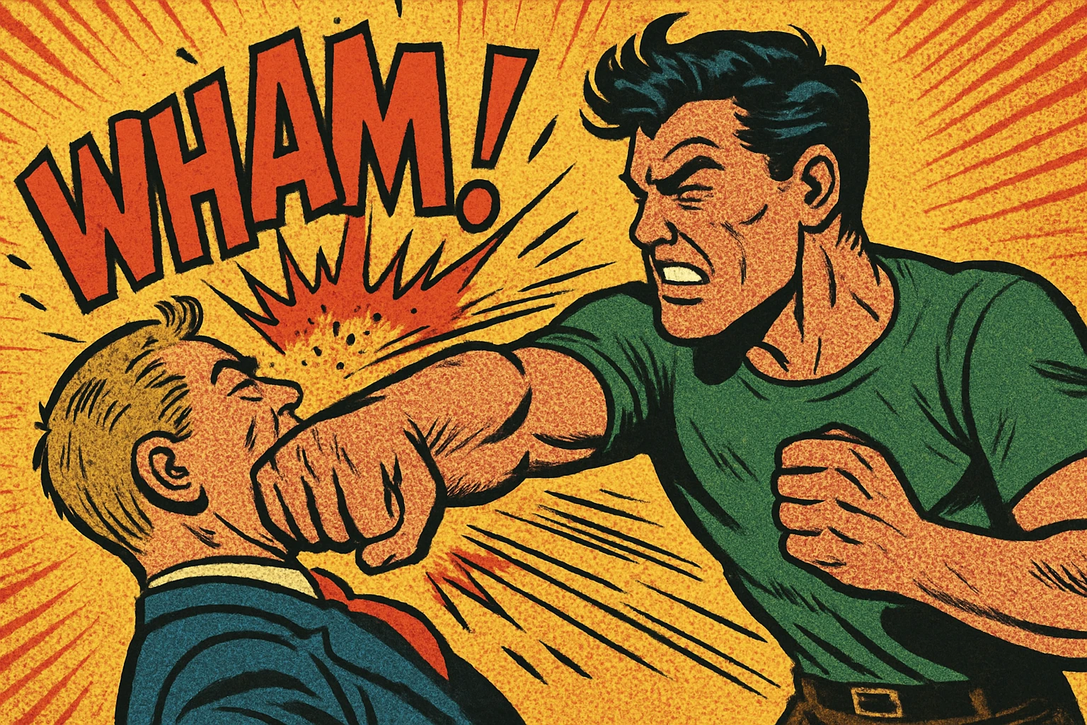 a dynamic punch with comic effects, old school comic book style emoji