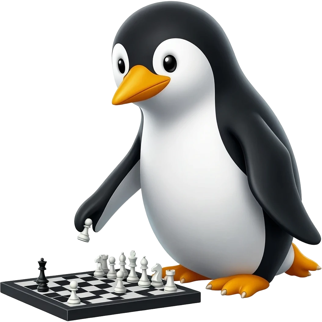 Penguin playing chess emoji
