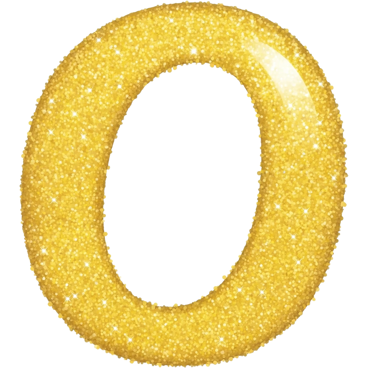 Gold sparkle cursive letter o emoji