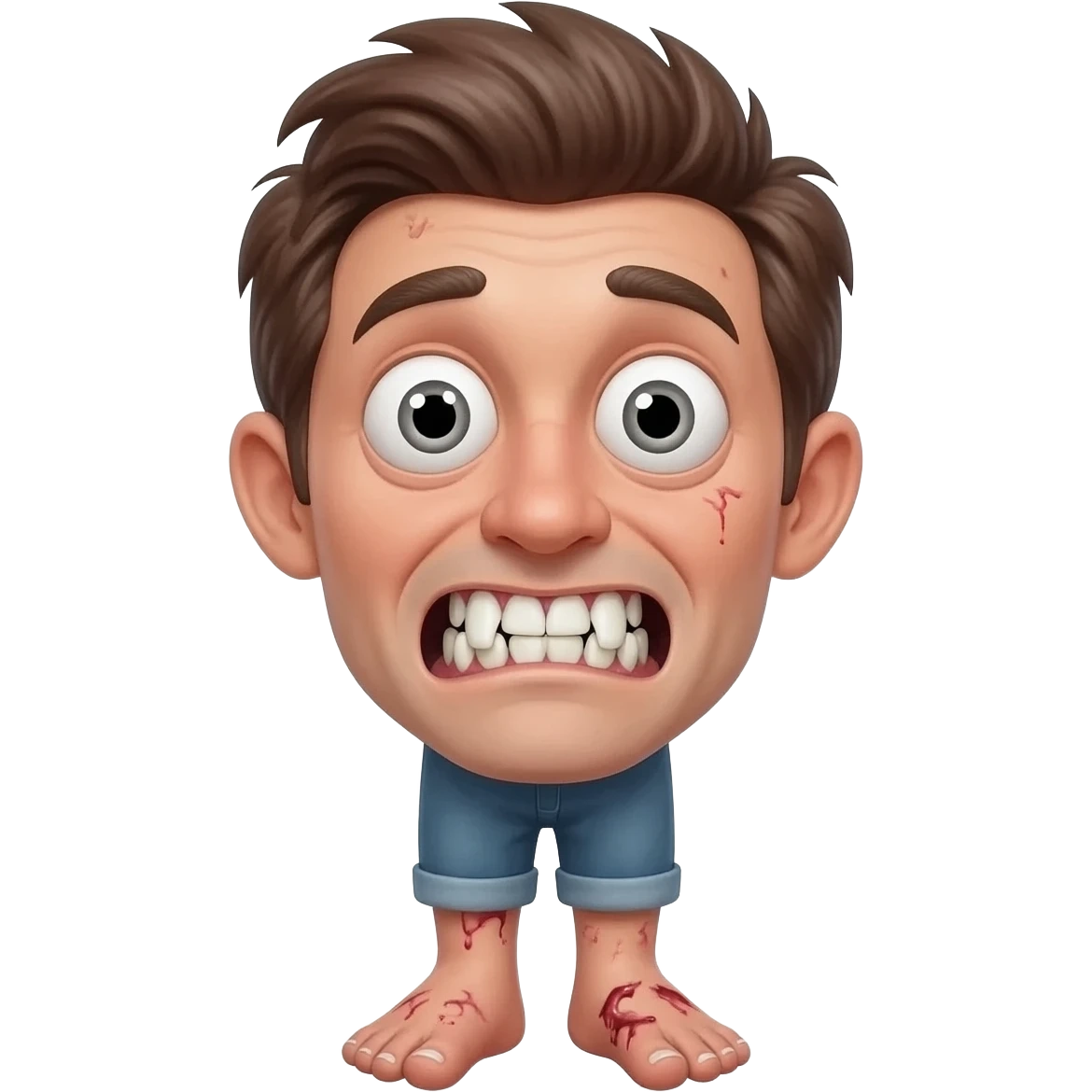 a weird buck tooth ah emoji with nasty feet emoji