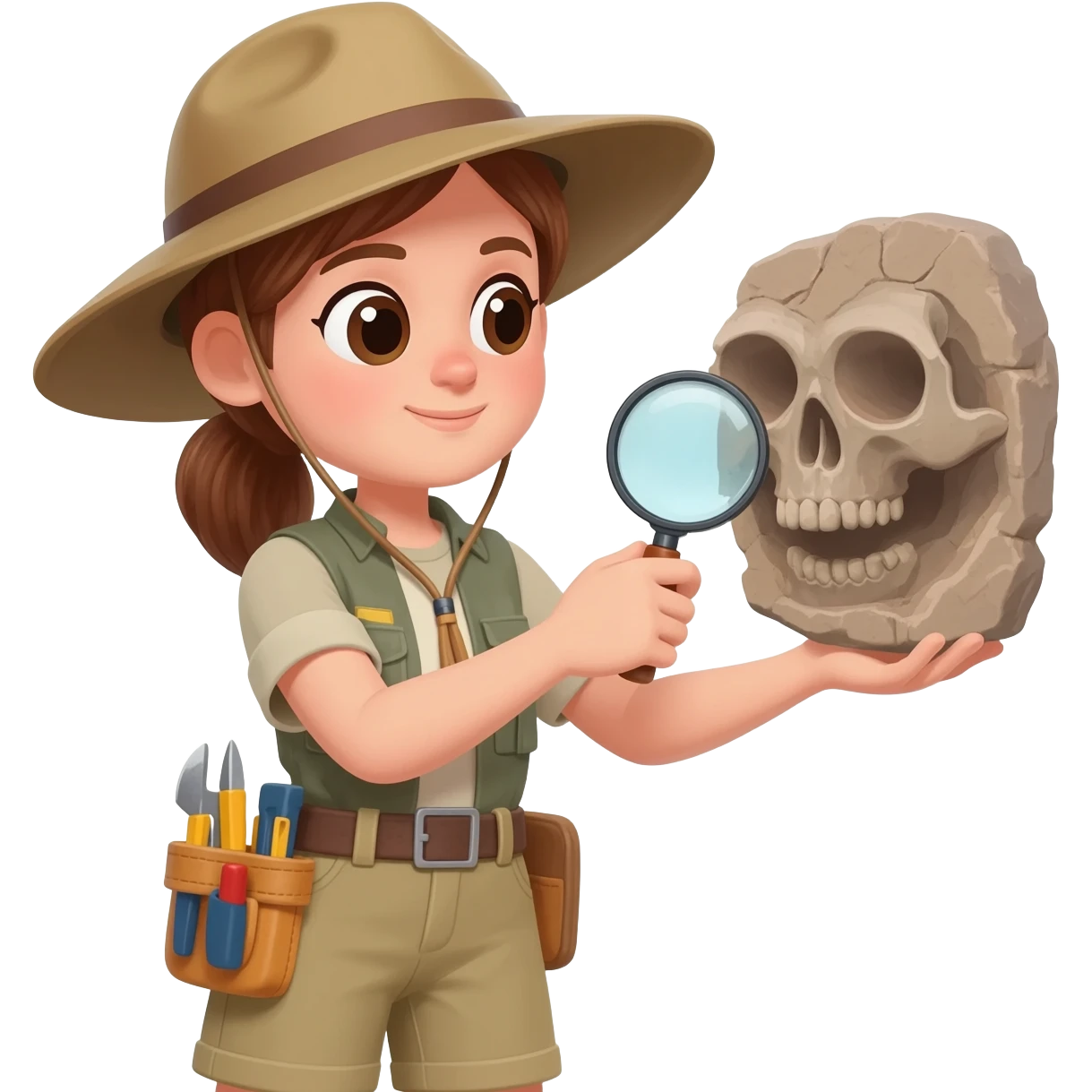 archaeologist girl is holding a magnifying glass emoji