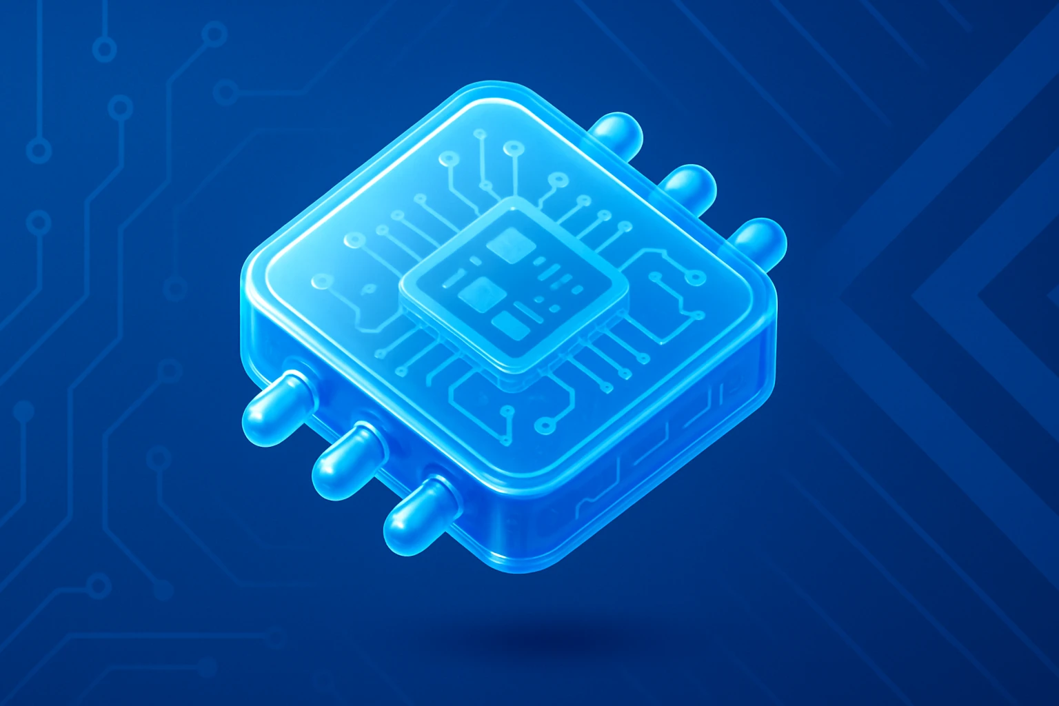 seamless background banner with 3.5:1 aspect ratio, blue color scheme, soft circuit patterns combined with bold blue geometric patterns, futuristic high-tech design, visually striking, no text or logos, just patterned background emoji