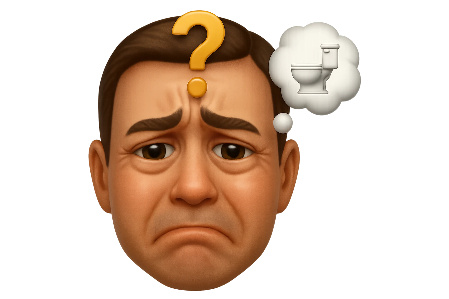 emoji stile iphone che riguarda l'argomento "stipsi/andrò al bagno oggi?", iperrealistico 4k emoji