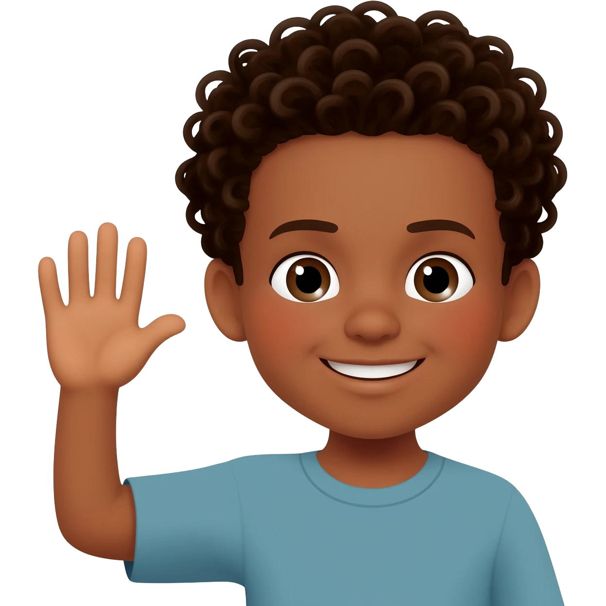 saying goodbye black boy curly hair emoji