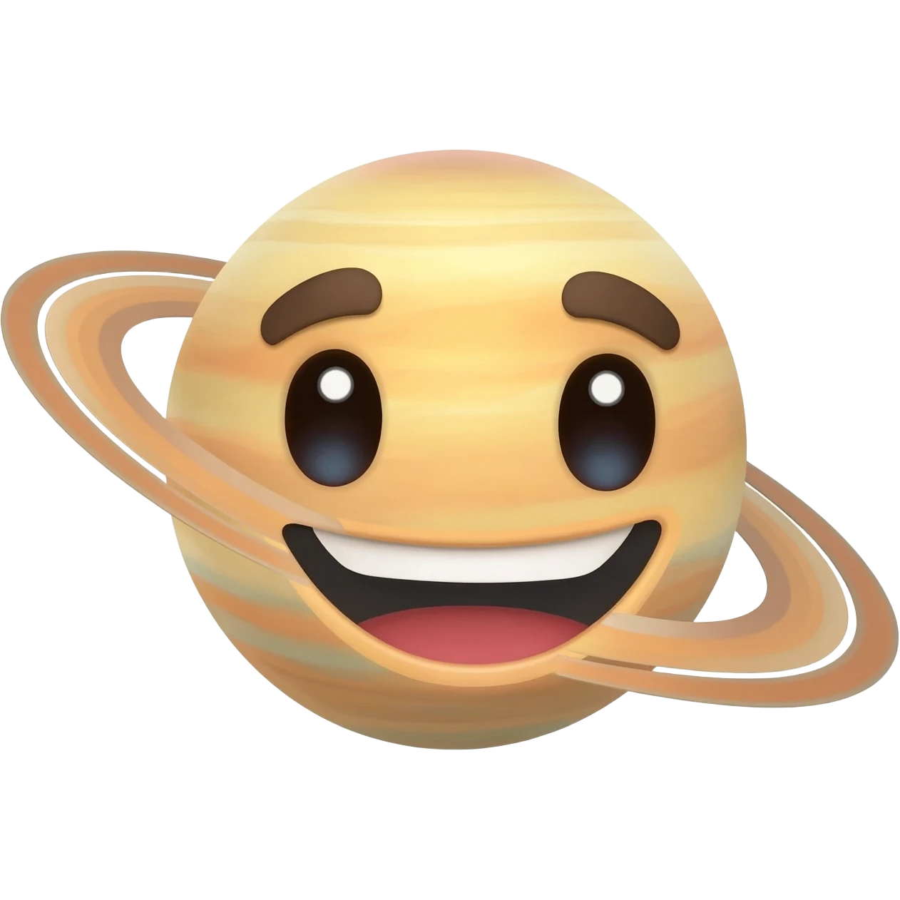 saturn emoji with cartoon smiling face emoji