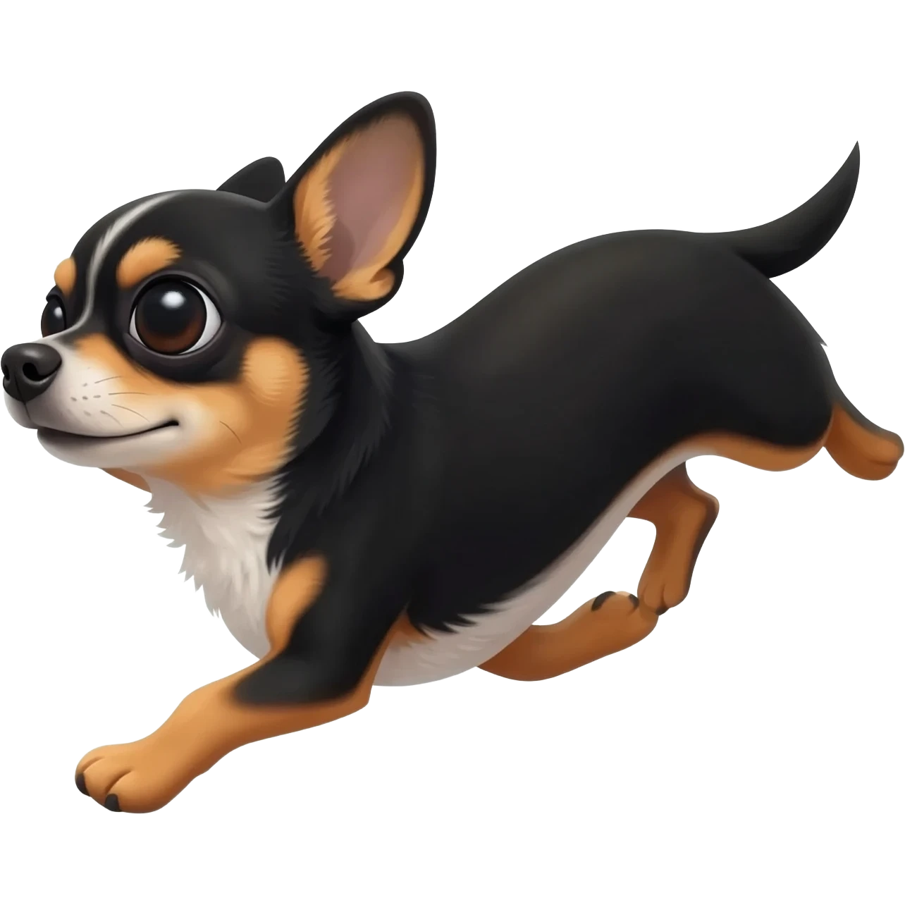 Bébé chihuahua noir marrant poil courut en vacances à la plage une poil courte emoji