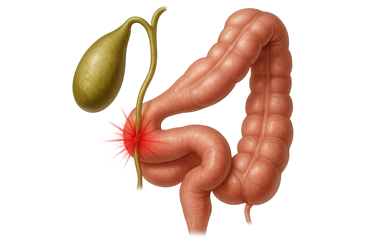 CISTIFELLEA E INTESTINO SONO COLLEGATI NEL DOLORE, iperrealistico 4k emoji