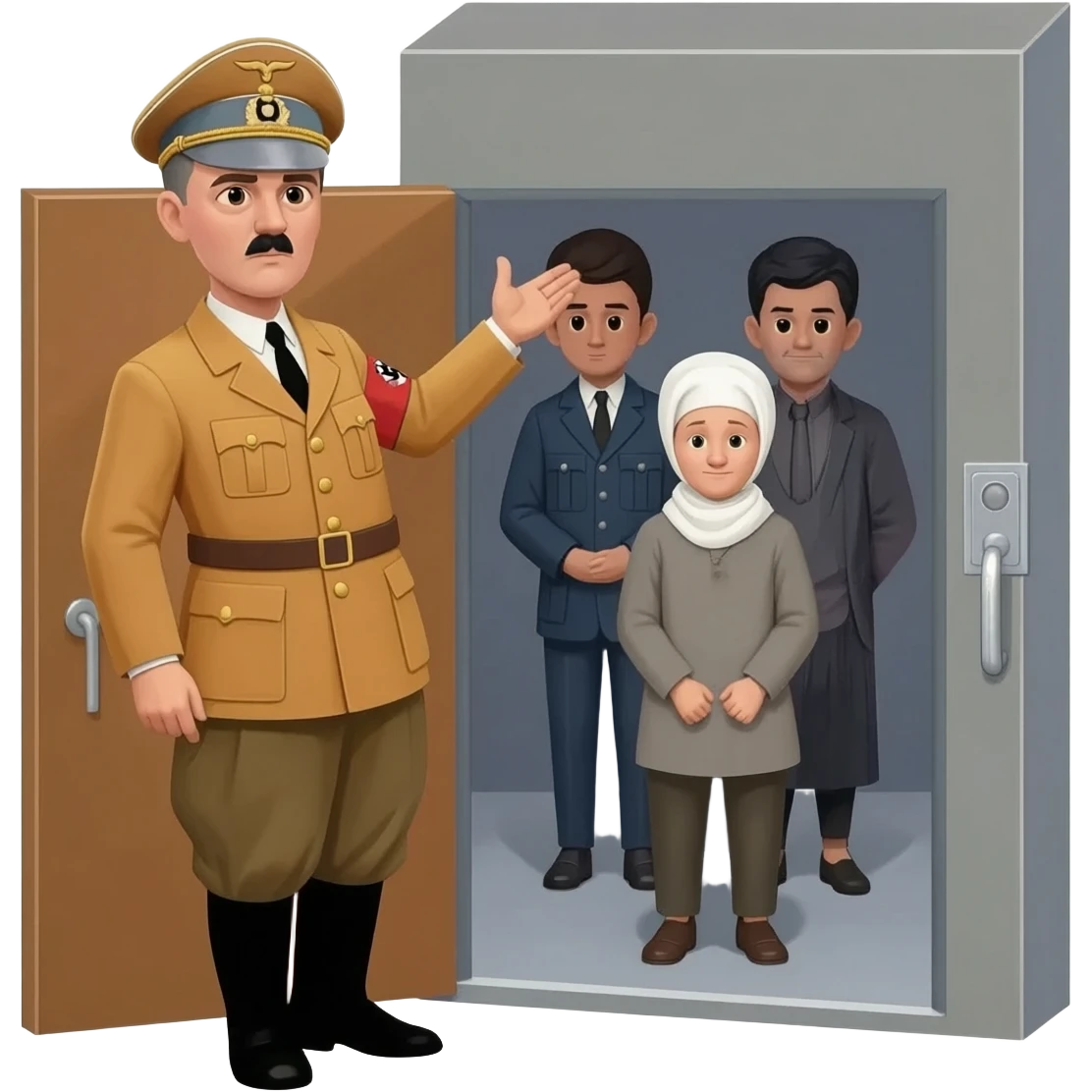 Hitler sending Jews into a chamber emoji