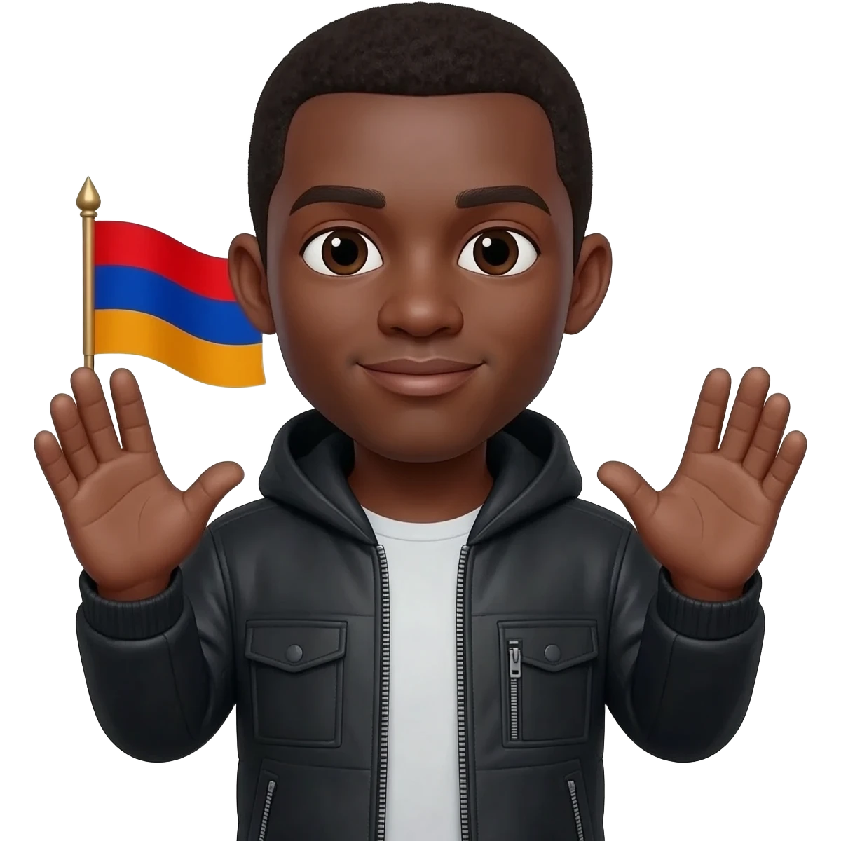 Give me black guy holding an armenian flag emoji