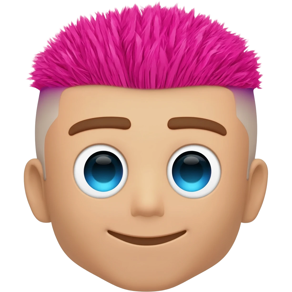 I want a bout emoji with blue eyes and pink buzzed hair emoji