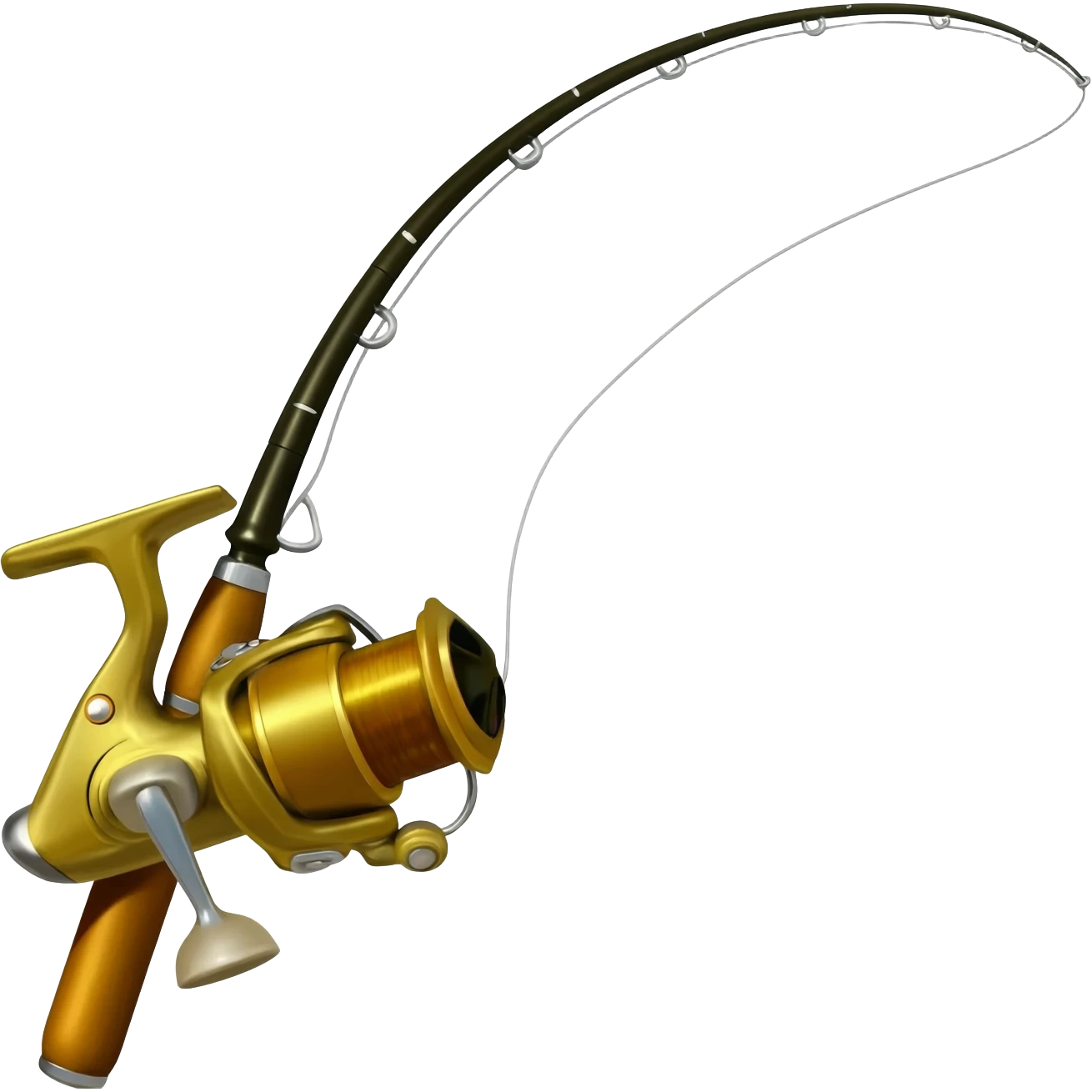 Golden fishing rod with silver fishing line emoji