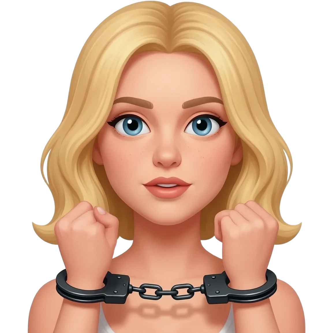 Blond Women in handcuffs behind back emoji