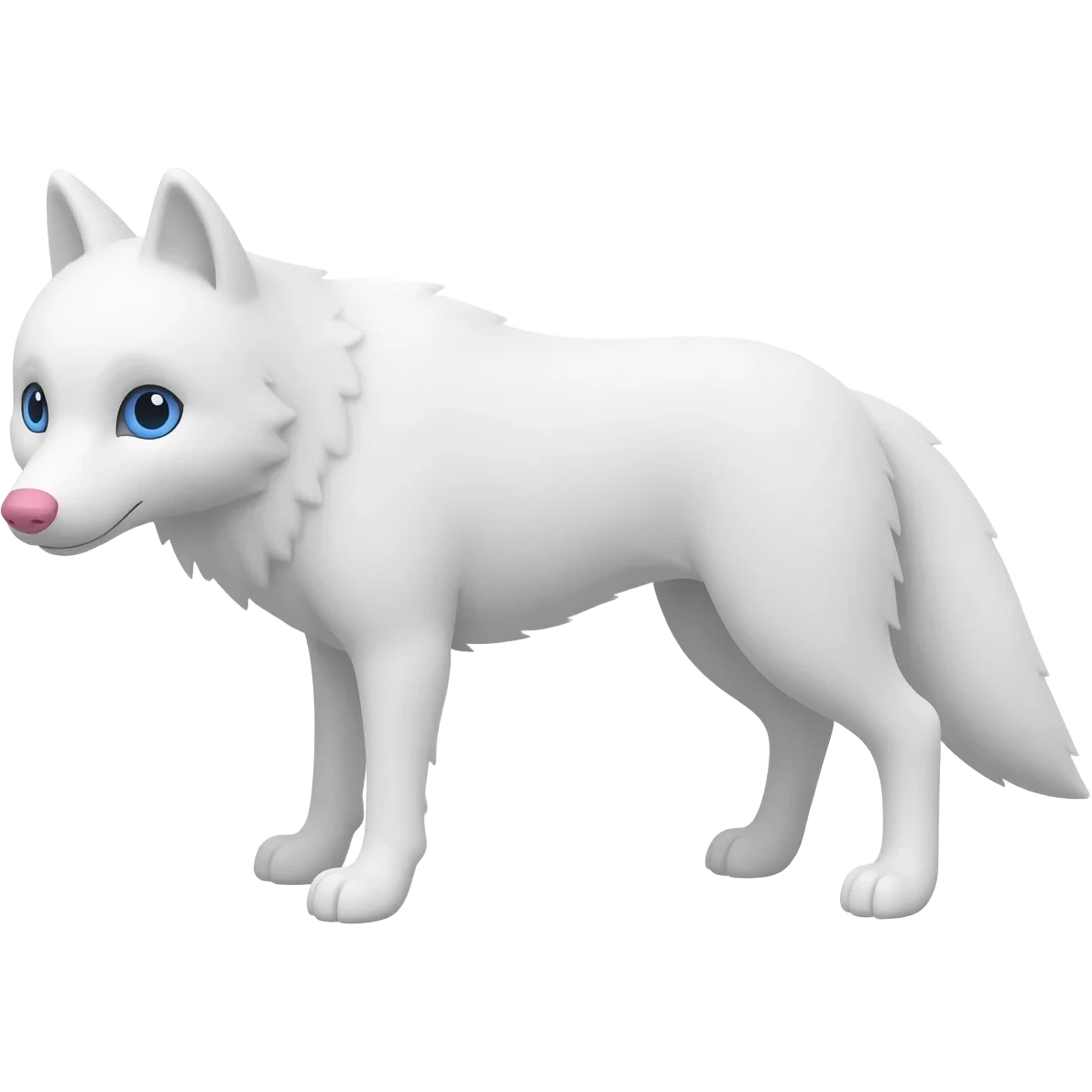 White wolf with blue eyes and a pink nose emoji