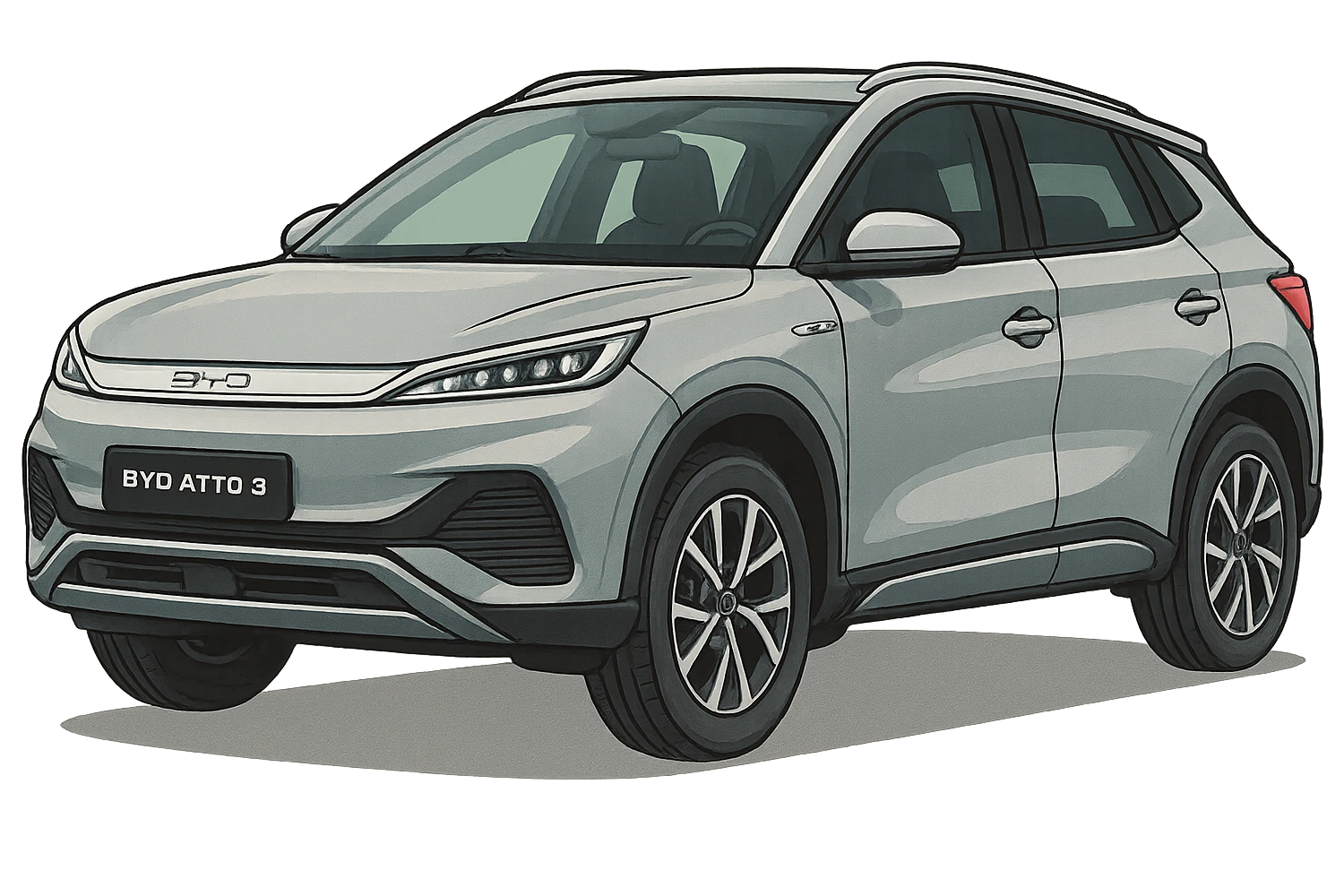 Изометрическая модель машины BYD, слегка мультяшная стилистика, прозрачный фон emoji