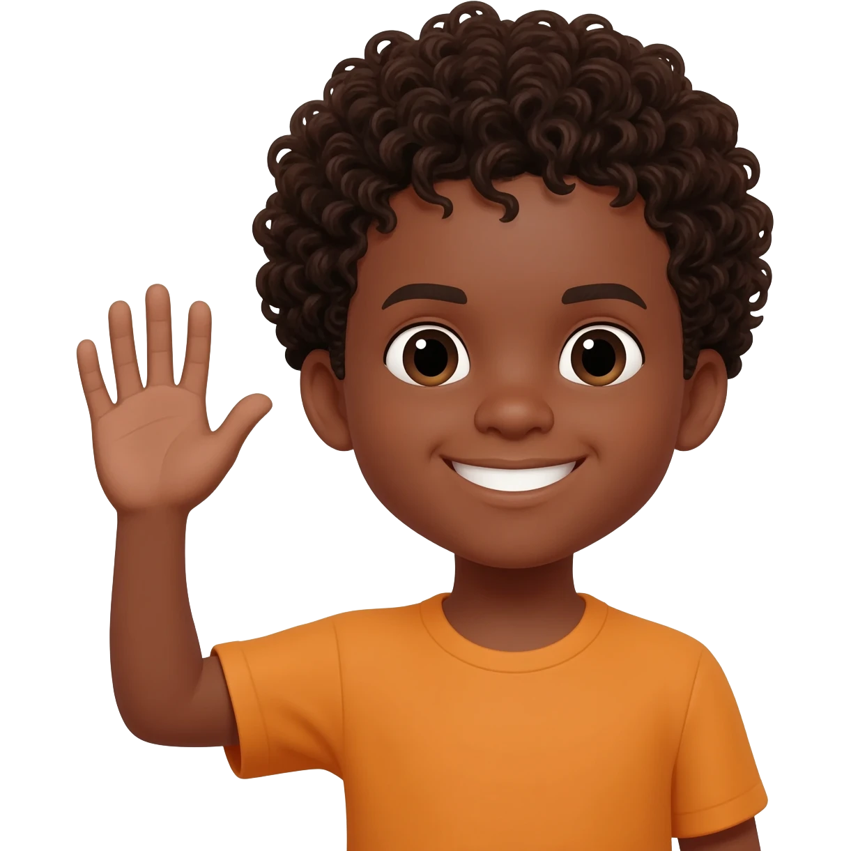 waving goodbye black boy curly hair emoji