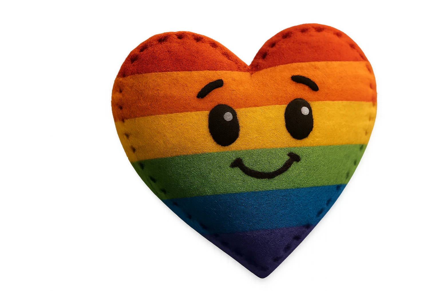 rainbow pride heart, plush portrait style, no text emoji