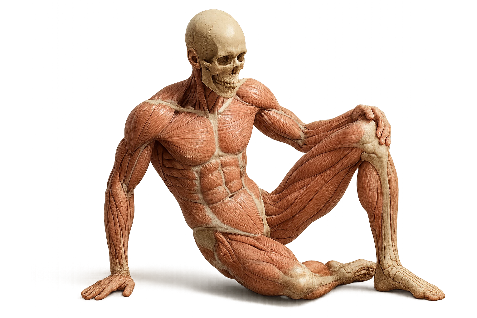CORPO UMANO ANATOMICO REALISTICO CHE SVOLGE UN ESERCIZIO DI MOBILITà ALLE ANCHE, iperrealistico 4k emoji