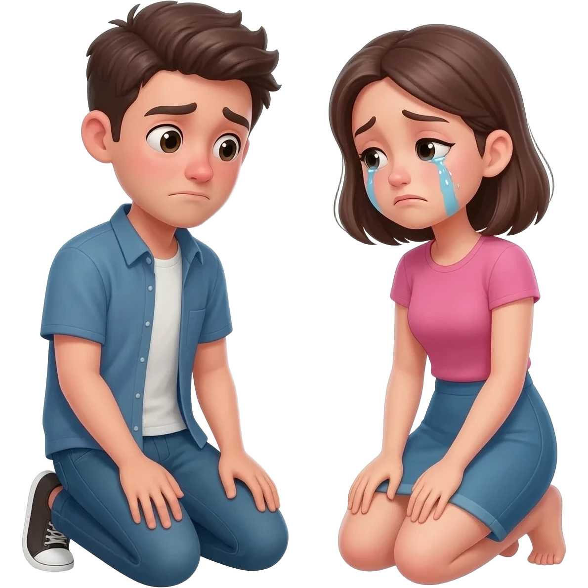 нарисуй моялщегося парня с девушкой, они обя на коленях 20 - 25 лет  emoji