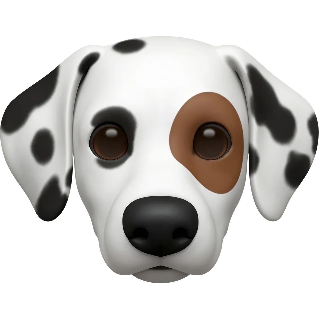 Generate a dalmatian dog with a big spot in the left eye. The spots should be brown emoji