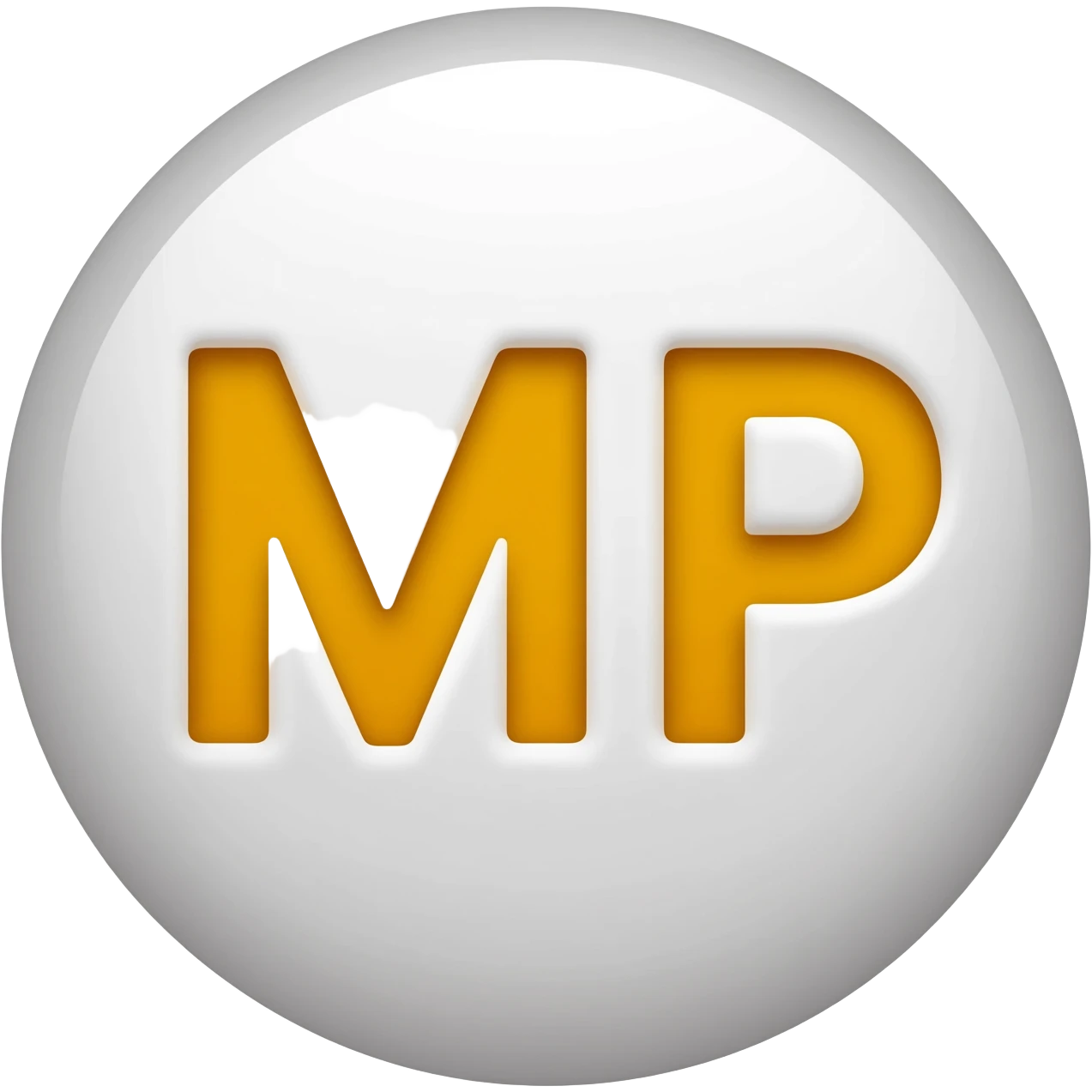 A minimalistic white emoji that says MP emoji