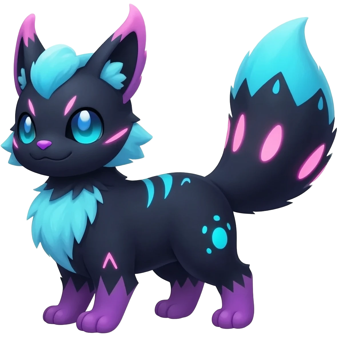 Dark cool realistic furry pastel neon exotic painted Fakémon-Pokémon-Vernid-Vaporeon-Sylveon-Espeon-Glaceon-creature emoji