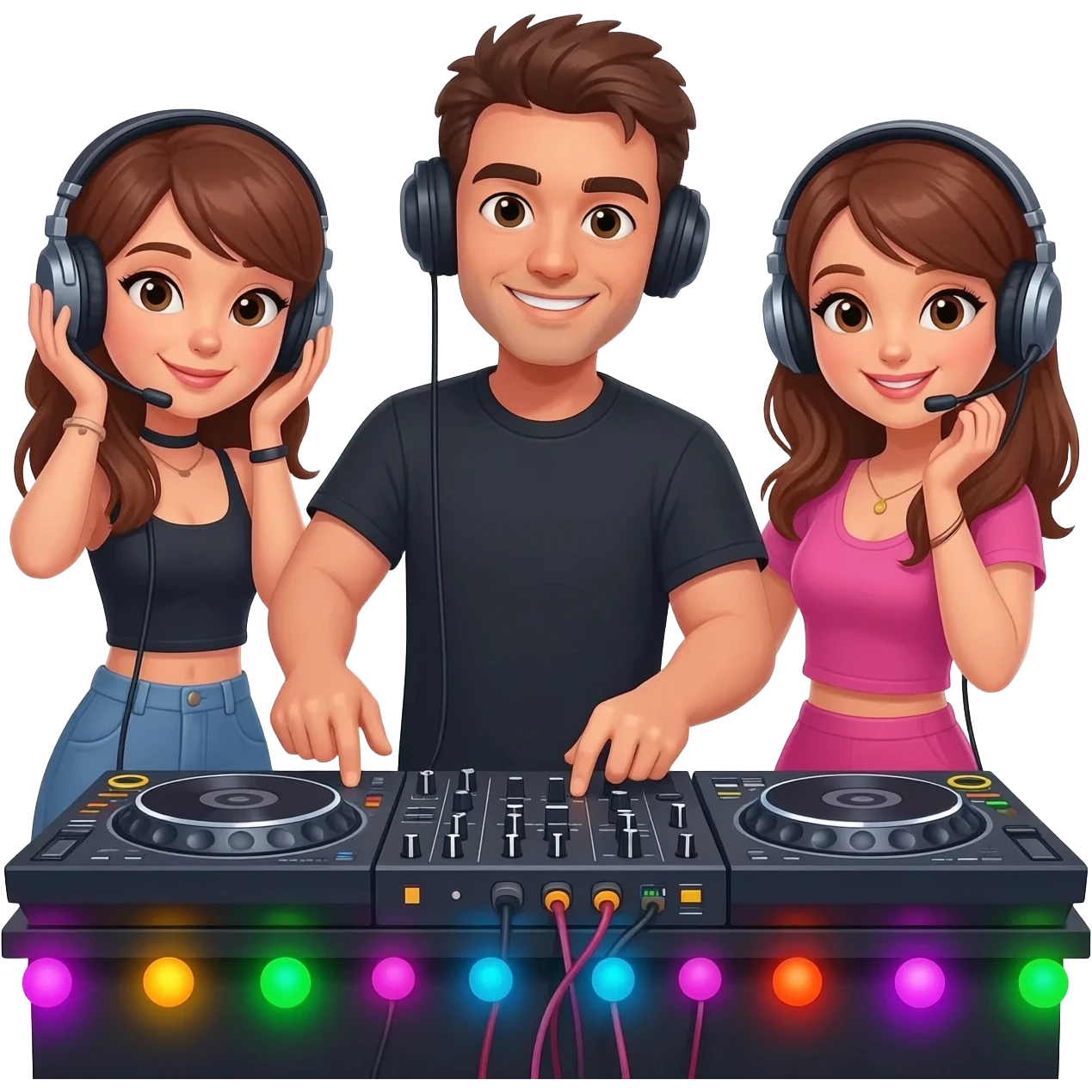 Trio dj with one guy and two girls emoji