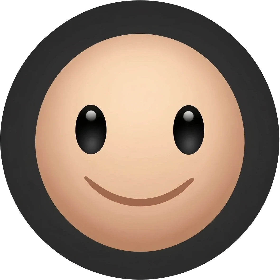 circular face with a smile mouth closed no color and black border emoji