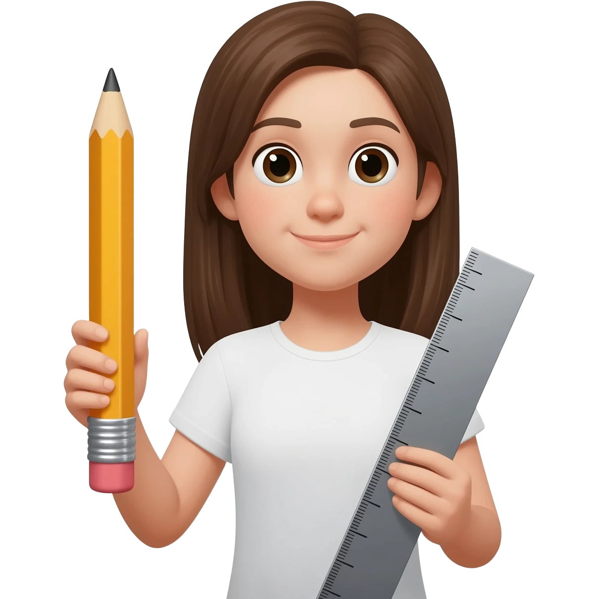 Girl with a pencil and rule emoji