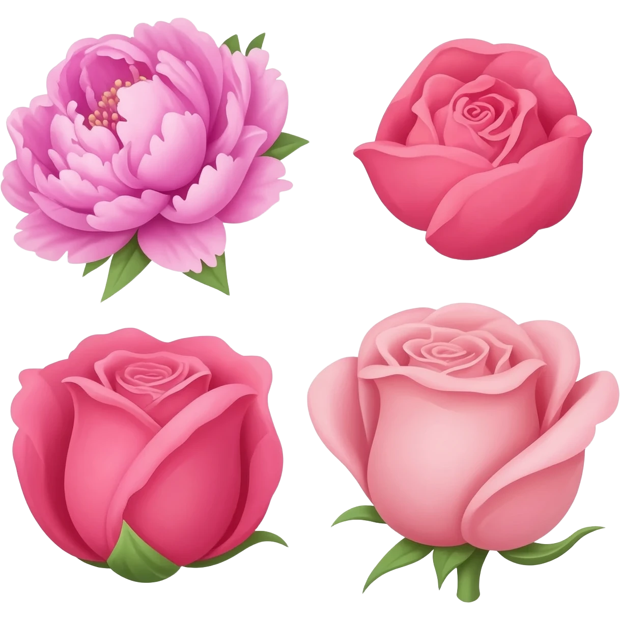 Peony and rose emoji