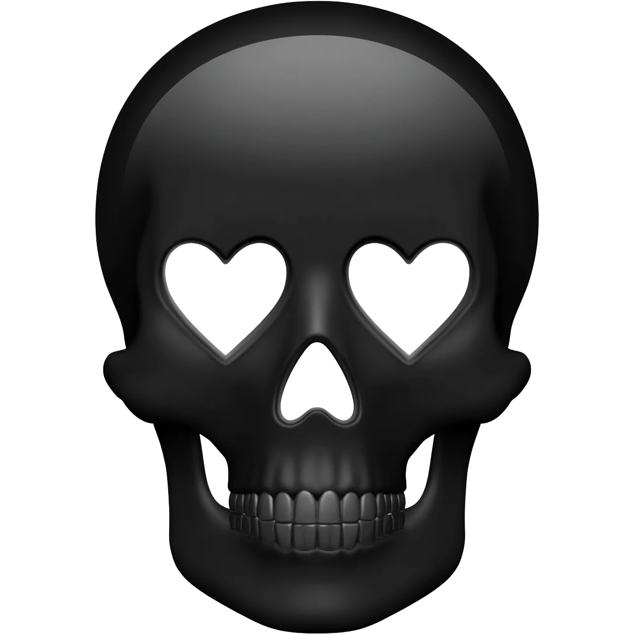 Black hearted eyes skull black face emoji