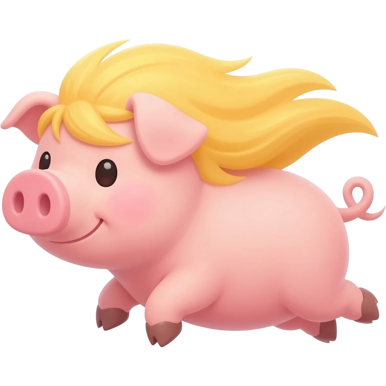 Flying pig looking like with blonde hair emoji