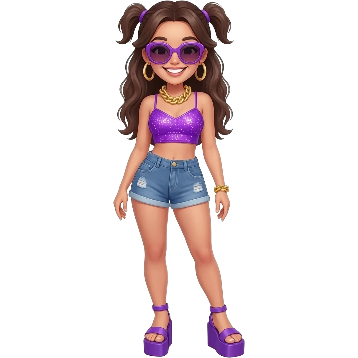 beautiful girl have purple Y2k emoji