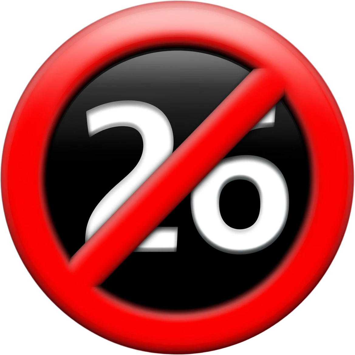 red prohibited with garis miring inside with white text 26 with black circle emoji