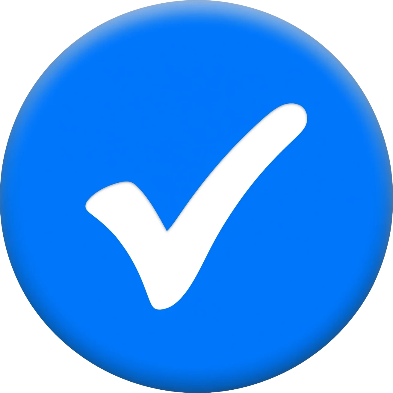 Mavi tik(tık beyaz renk. Yuvarlak olan taban mavi) emoji