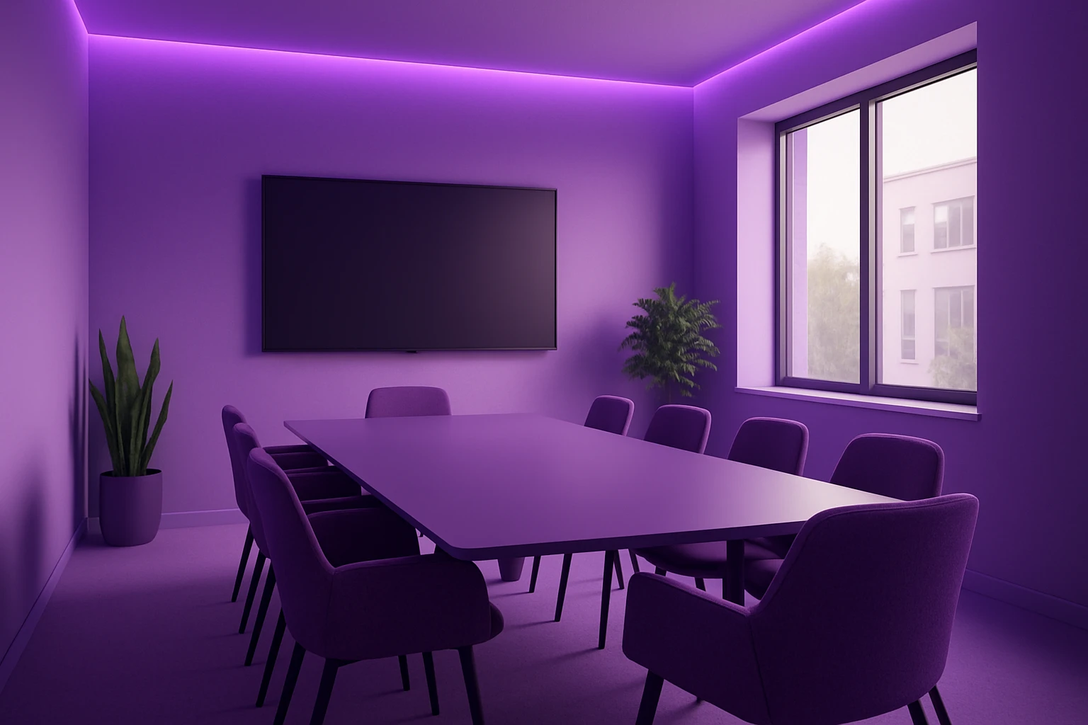 Meeting room in purple colors emoji