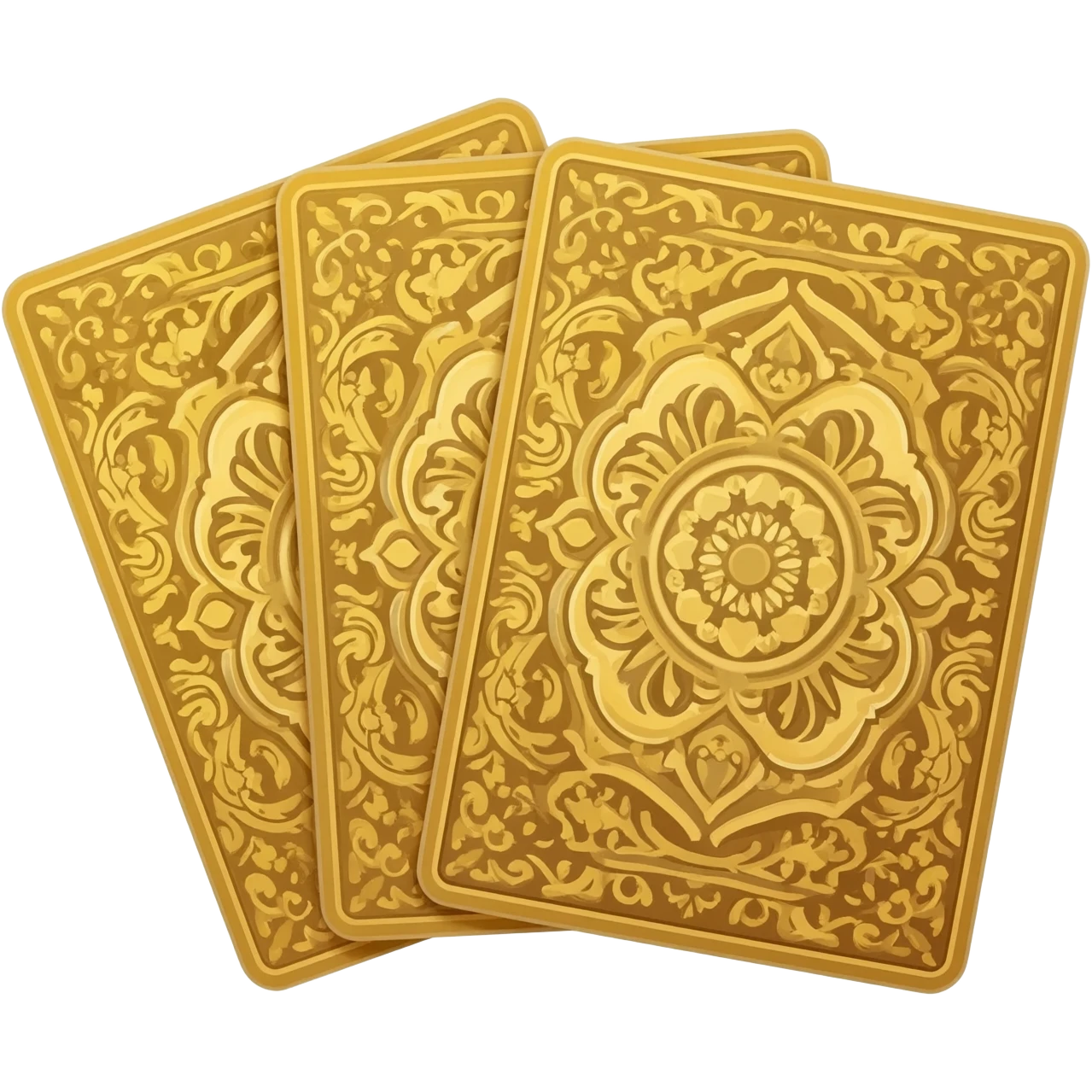 three playing cards. Back towards viewer. Enoji style emoji