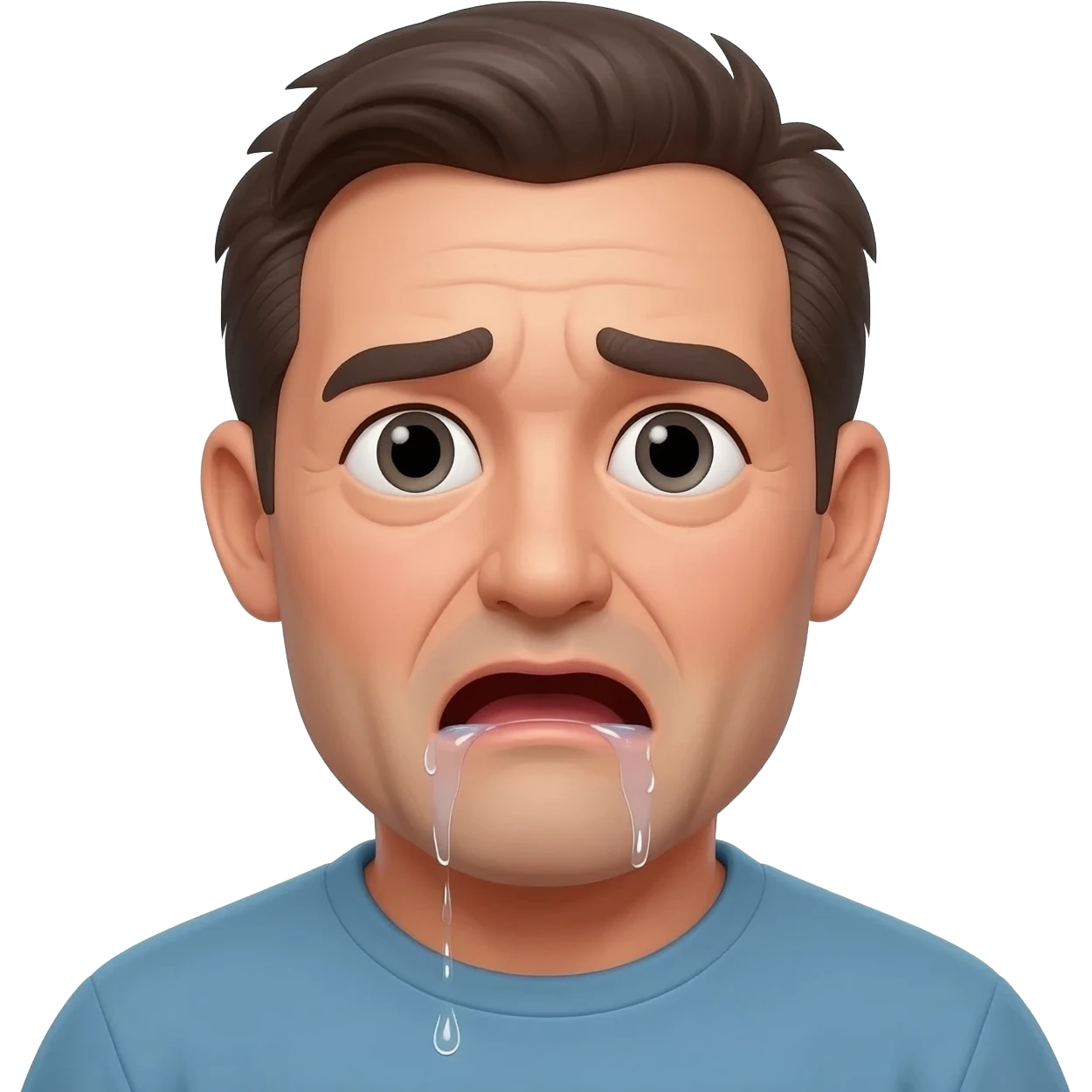 Forty year old guy with open mouth drooling emoji