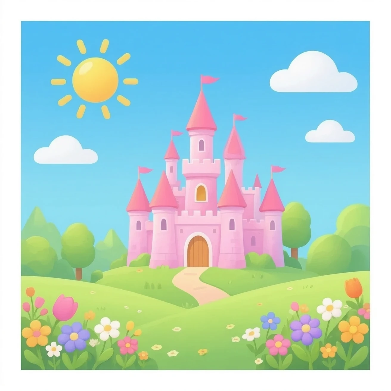 Pastel flower castle transparent background emoji