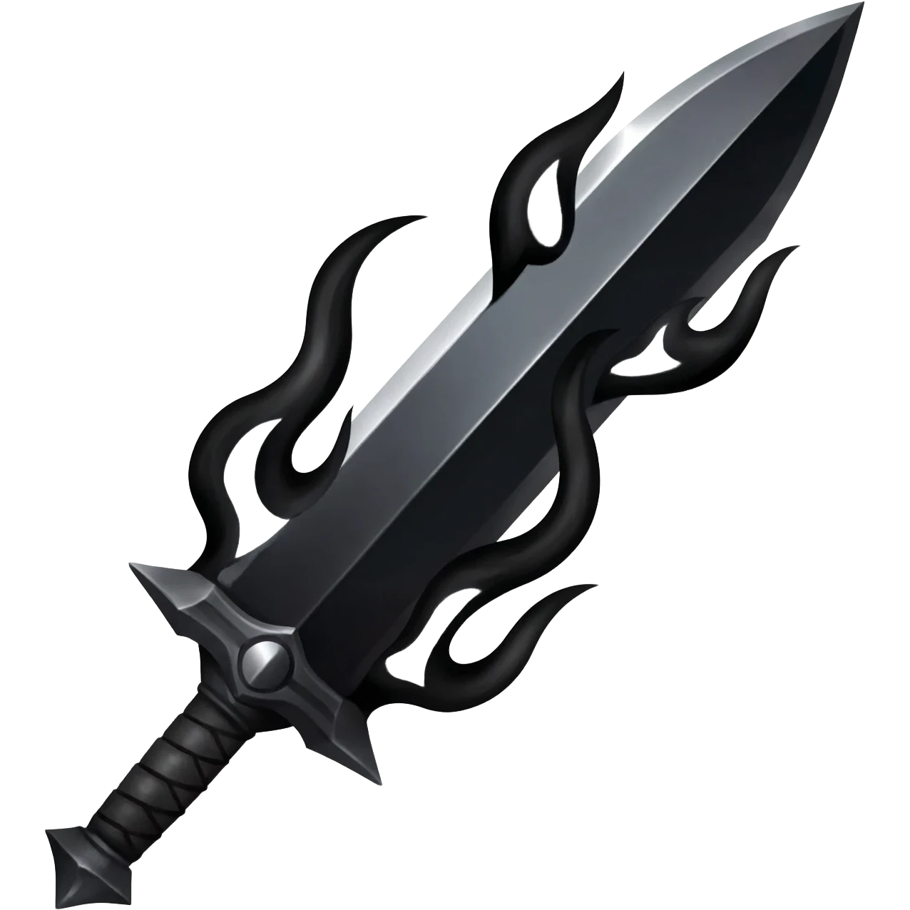 a black sword burning with a black flame emoji