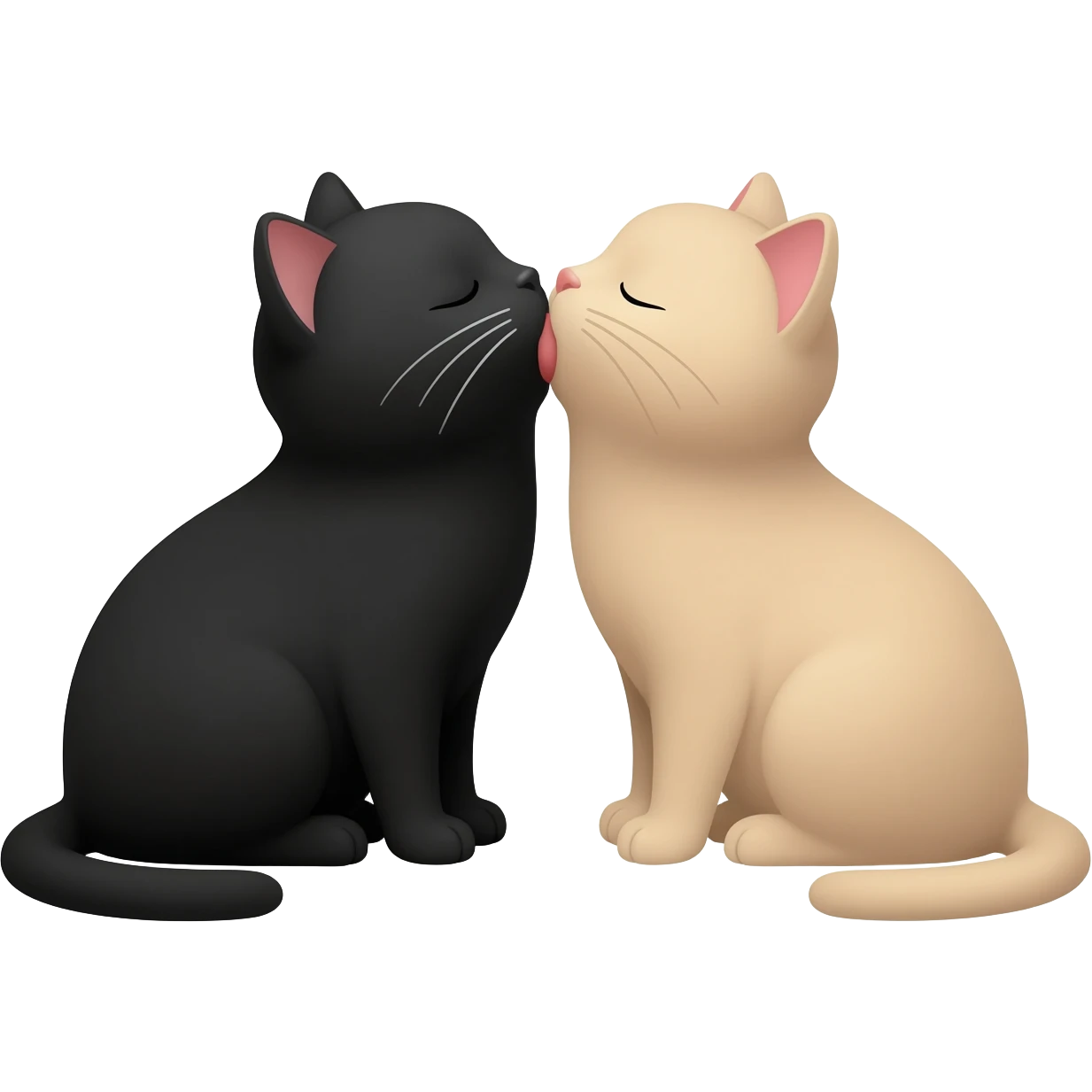 black and beige cats are kissing emoji