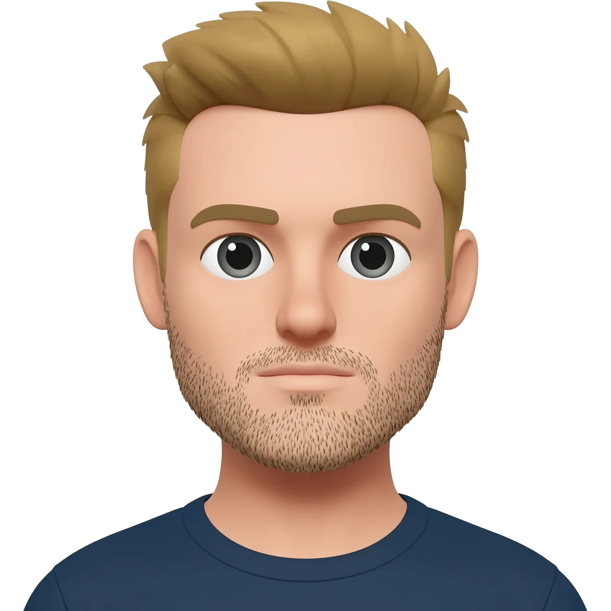 Homme blond foncé, cheveux courts, visage rond, avec une barbe naissante emoji