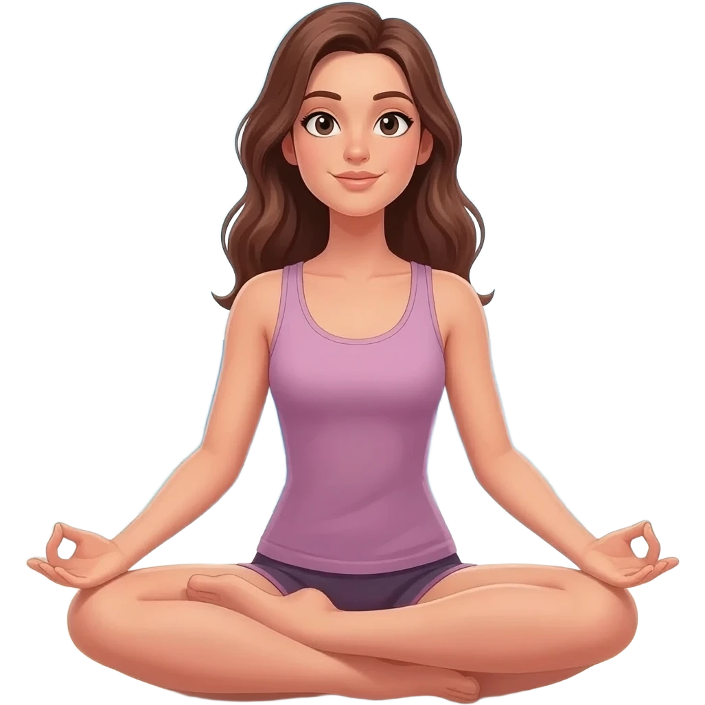 femme brune position lotus face à la mer emoji