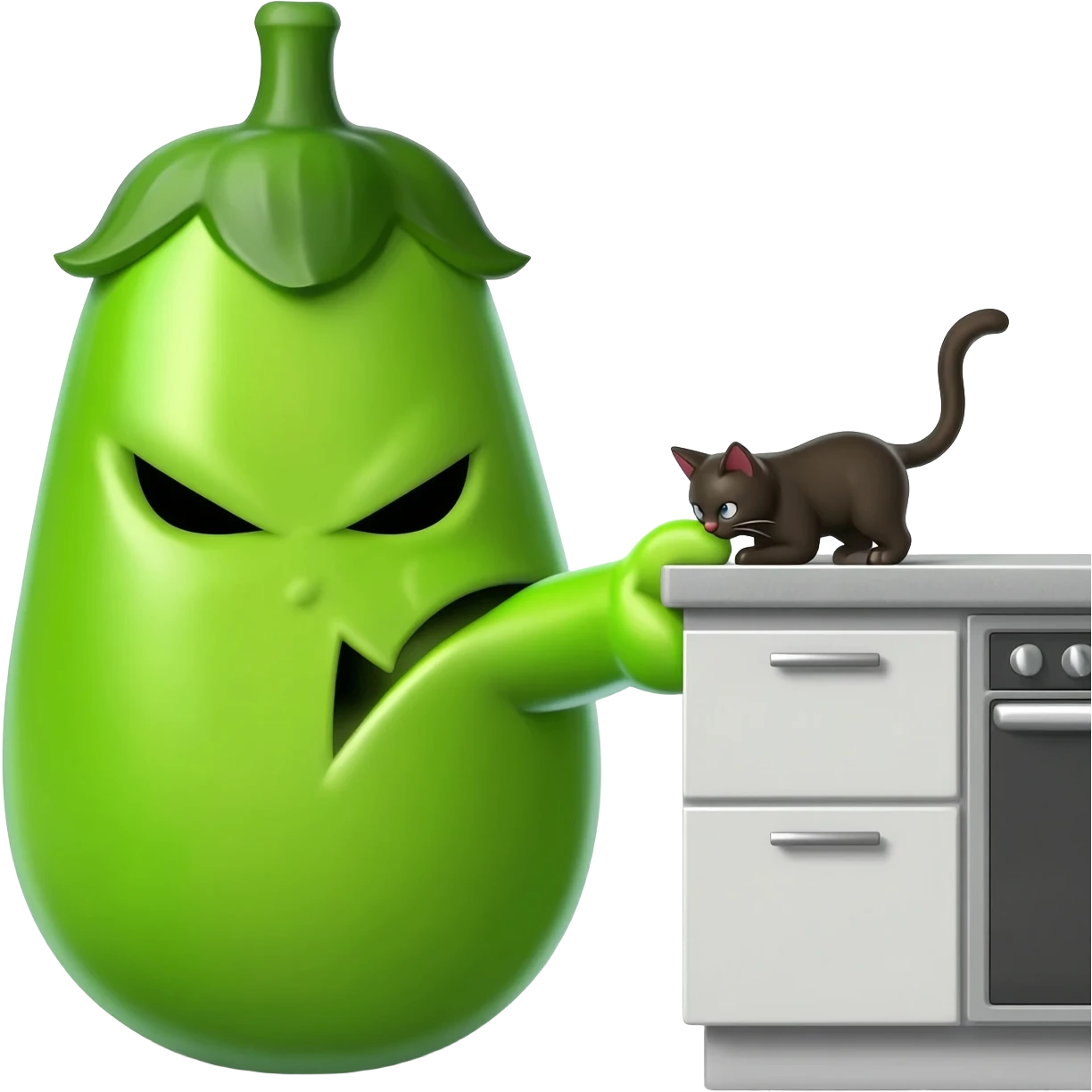 Eggplant beating up a cat emoji